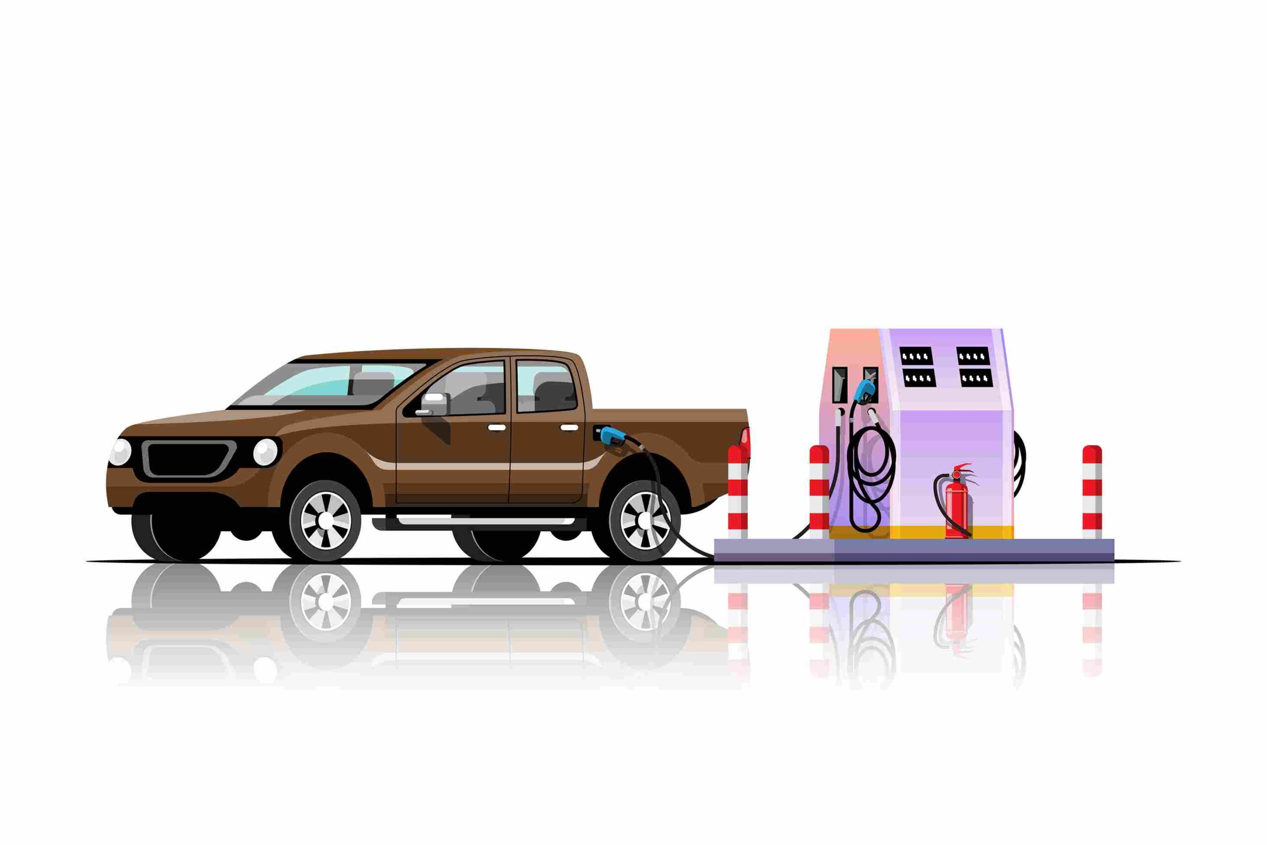 Diesel distribution truck delivering fuel to a commercial customer