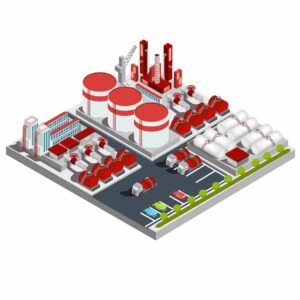 Bulk fuel logistics truck delivering fuel to commercial storage tanks