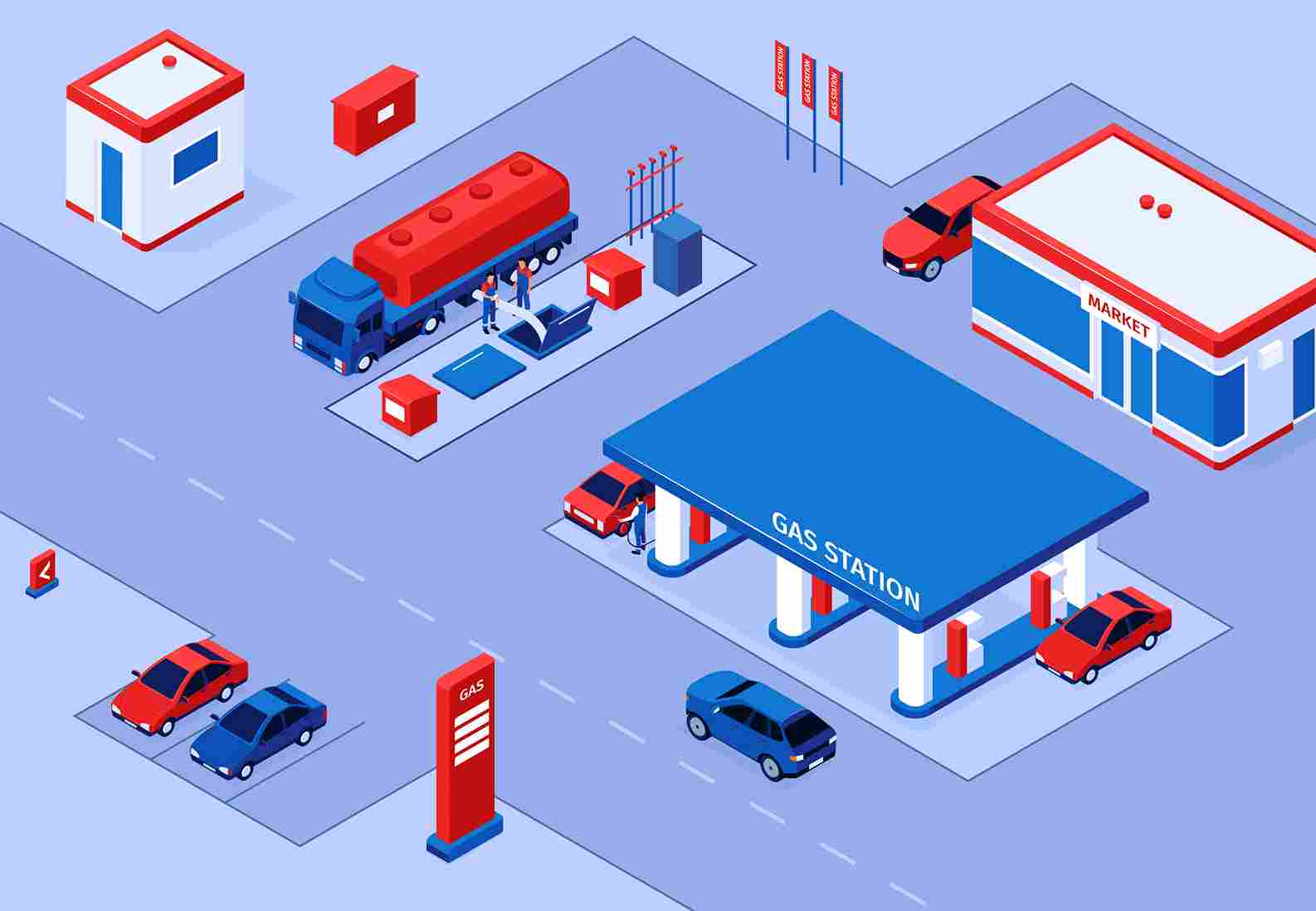 Gasoline distribution terminal with large fuel storage tanks